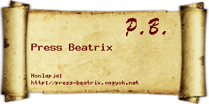 Press Beatrix névjegykártya